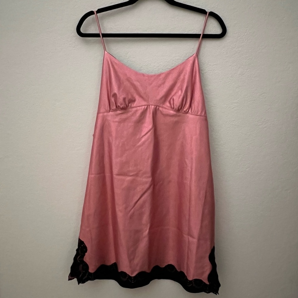 Anna Sui Designer Pink Metallic Lace Mini Dress